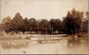 RPPC c1915 Lake Row Boat Scene Marilla, New York - Picture 1 of 2