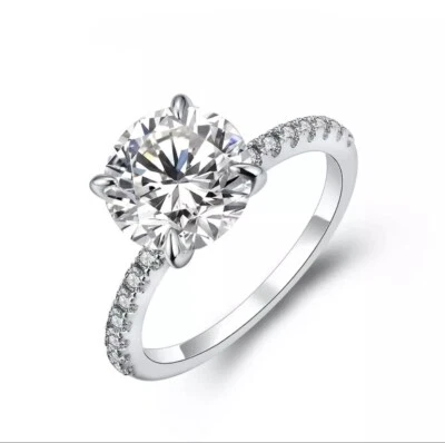 3ct Ring White Gold Diamond Test Pass Engagement Lab-Created VVS1/D/Excellent 4 - Image 1 of 3