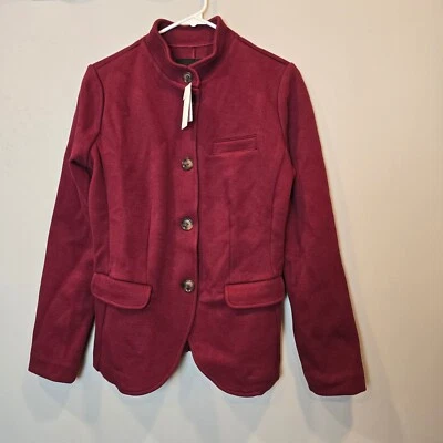 Banana Republic Blazer Jacket Military Pique Bright Wine Womens XS NWT - Image 1 of 4
