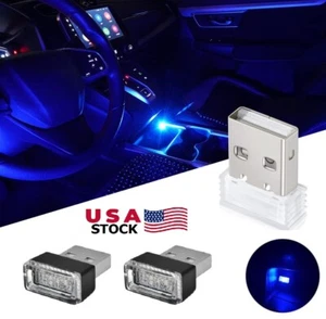 3PCS Car Blue Atmosphere Ambient Mini LED USB Light Car Interior Lamps Universal - Picture 1 of 12
