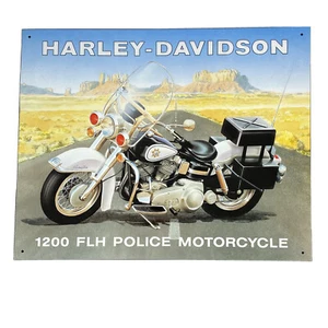 Harley Davidson 1200 FLH Police Motorcycle 1991 Metal Sign 13x16 Man Cave Decor  - Picture 1 of 9