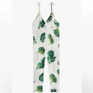 Weworewhat sea shell Kaia jumpsuit large green palm leaves sz M - Picture 1 of 10
