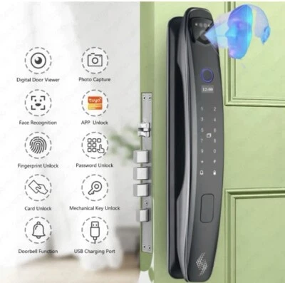 3D Face Smart Door Lock Security Camera with Fingerprint Password Keypad New - Image 1 of 4
