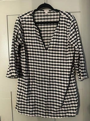 J.CREW Black And White Geometric Cotton Swimsuit Cover Up Size Large - Image 1 of 4