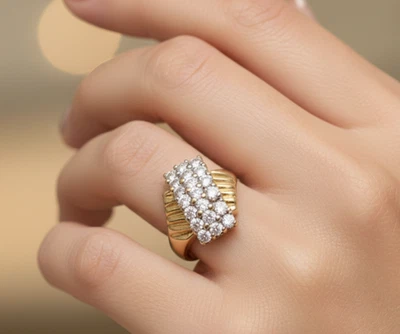 0.90 CT Diamond Ring 14K Gold Size 6.5  Diamond Journey Ring - Image 1 of 4