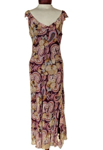 Polo Ralph Lauren Sz M Silk Paisley Print Lined Maxi Bias Cut Slip Dress Vtg - Picture 1 of 11