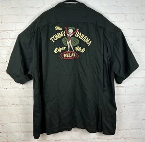 Tommy Bahama Cigar Club Hawaiian Camp Button Shirt Mens Size XL Black Rayon - Picture 1 of 6