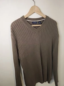Structure Olive Green V-neck Sweater, Sz XL, Ribbed, Y2K Style, Y2K - Picture 1 of 13
