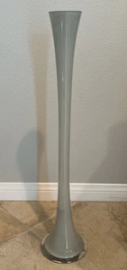 Große grau geriffelte mundgeblasene Glas Bodenvase Neu mit Etikett - Bild 1 von 10