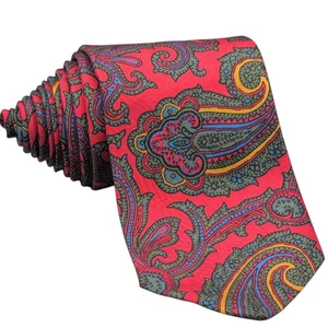 Polo Ralph Lauren Tie 58"x3" Red Green Blue Paisley 100% Silk Handmade Italy - Picture 1 of 8