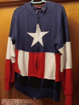 Captain America Hooded Zipp-Up Sweatshirt Size-XL - Image 1 of 4