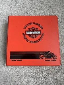 Motorcycle Mechanics Institute Harley-Davidson 3 Ring Binder Orange Vintage - Picture 1 of 6
