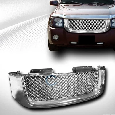 Fits 02-08 GMC Envoy Chrome Mesh Front Hood Bumper Grill Grille Guard ABS Foto 1 de 2