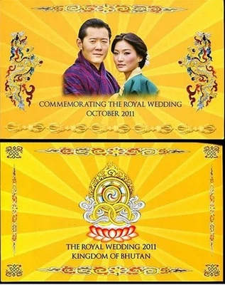 Bután 100 NGULTRUM P-35 2011 Carpeta Conmemorativa Rey Reina BODA REAL NOTA Foto 1 de 2
