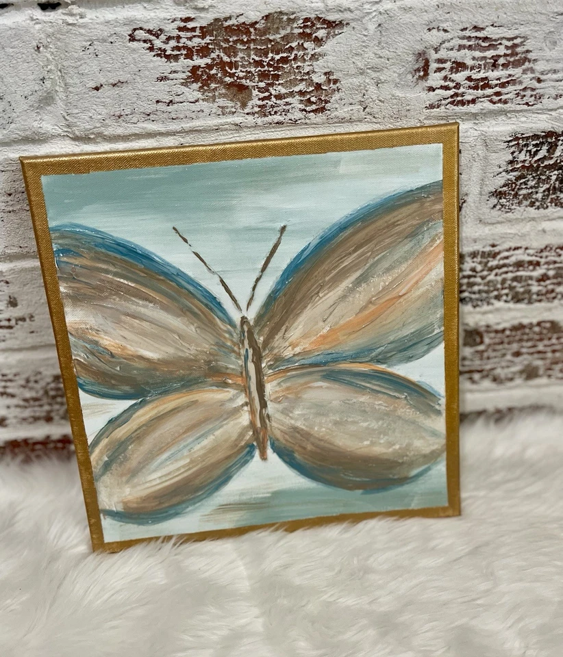 Hand Painted Butterfly Canvas Wall Art Picture Room Decor 12x12” - Image 1 of 4