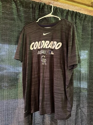 Colorado Rockies Baseball MLB NIKE Men’s XXL Short Sleeve Dri Fit Gray Shirt - Image 1 of 4