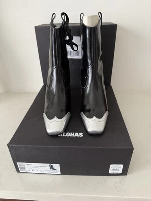 Botines Hudson Shimmer Bicolor Negro Plata Cuero  Foto 1 de 4