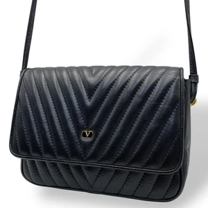 Borsa a tracolla Valentino Garavani in pelle trapuntata nera originale - Foto 1 di 10