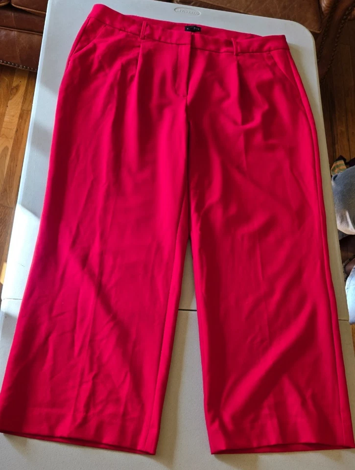 NWT Talbots Gorgeous Red Pleated Front Wool Blend Full Length Pants 18W - Image 1 of 4