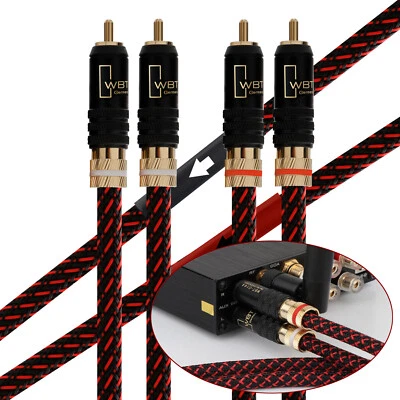 HI-END Pure Copper HiFi Audio RCA Interconnect Cable With Gold Plated RCA PLUG - Image 1 of 4