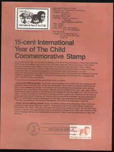 US. SP462. 1772. 15c. International Year of Child. Souvenir Pages. 1979 - Picture 1 of 1