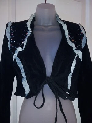 Chaqueta corta vintage Renegade Spirit cuero gamuza negra pedrería Western M Foto 1 de 4