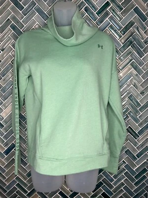 UNDER ARMOUR LIGHT GREEN TAPED LOGO FLEECE FUNNEL NECK PULLOVER SWEATSHIRT SMALL - Image 1 of 4