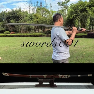62 in Miao Dao Broadsword Chinese Saber Folded Steel Clay Tempered Brass Fitting - Picture 1 of 17