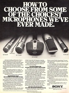 De colección Años 70 MICRÓFONOS SONY REVISTA ANUNCIO IMPRESO ECM 990F 56F 23F 260F 33F Página Pinup - Imagen 1 de 1