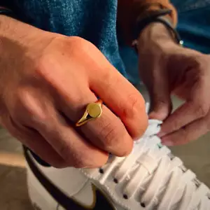 14K Solid Gold Signet Ring Men Accessories Birthday Jewelry For Men Gold Signet. - Picture 1 of 12