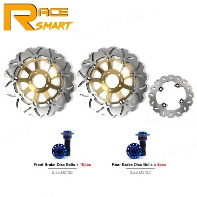 For Kawasaki Ninja ZX9R ZX900F 2000 2001 Front Rear Brake Rotors w/ Bolts Screws - Image 1 of 4