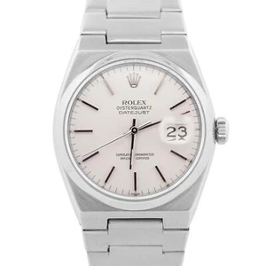1979 Rolex Oysterquartz DateJust SILVER Stainless Steel Quartz 36mm Watch 17000 - Picture 1 of 11