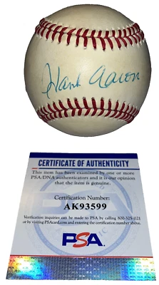 Hank Aaron ONL Signed Baseball,Milwaukee Braves PSA/DNA Autograph,(B59) - Image 1 of 4