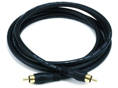 Monoprice Audio/Video Coaxial Cable - RCA Male to Male, RG-59U, 75ohm, 6 Feet - Image 1 of 2