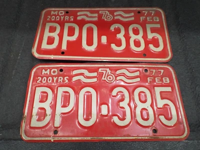 Matrículas BP0 385 Missouri 1977 Ford Chevy Dodge Pontiac Plymouth Buick AMC Foto 1 de 4