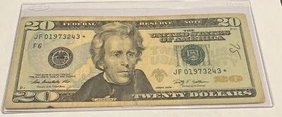 US Fancy Star Error Note Serial Twenty Dollar Replacement Duplicate Ink Fed $20 - Image 1 of 2