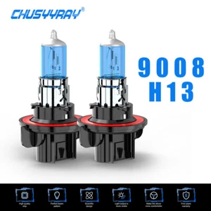 H13 9008 Halogen Headlight Bulbs Kit High Low Beam 6500K Super Bright White - Picture 1 of 11