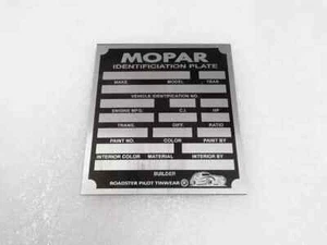TARGA DATI ALLUMINIO PER PIASTRA VUOTA MOPAR VINTAGE |Adatta - Foto 1 di 8