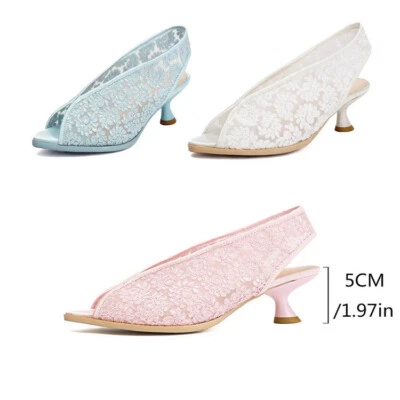 New Women's Peep Toe Slingbacks Hollow Out Formal Pump Slip On Kitten Heel Shoes - Image 1 of 4