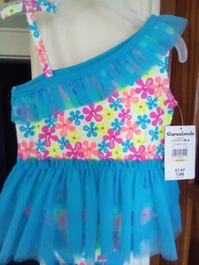 Kleinkind Mädchen Tutu Creeper, Größe 12 Monate, himmelblau geblümt, 1-Schulter, neu - Bild 1 von 5
