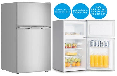 PKM Kühl-/Gefrierkombination Kühlschrank Gefrierschrank 85 cm hoch silber 84 L - Bild 1 von 4