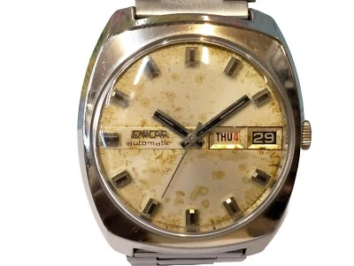 RELOJ SUIZO VINTAGE ENICAR ESFERA CREMA AUTOAMTIC 147-01-15 PARA HOMBRE FUNCIONANDO COMPLETO Foto 1 de 4