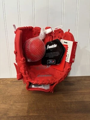 Franklin Listo Para Jugar 9.0 Mano Derecha Camiseta Roja ¡Guante y Pelota de Béisbol! Nuevo con etiquetas Foto 1 de 3