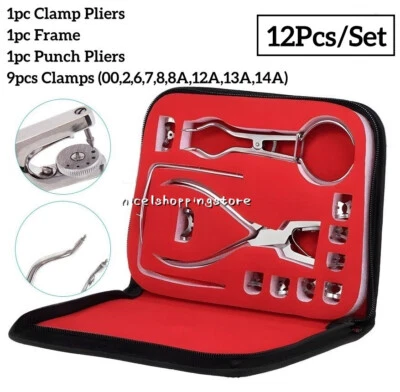 Kit de inicio de presa de goma de 12 piezas con abrazaderas perforadoras de marco instrumentos dentales Foto 1 de 4