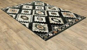 Georgia by Oriental Weavers. Casual Southwest Lodge Area Rug. Black, Ivory  605F - Picture 1 of 3
