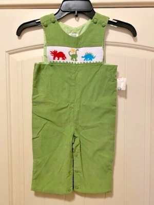NEW! Zuccini 12M Smocked Dinosaurs Corduroy Overalls JonJon  Retails $67! NWT - Image 1 of 4