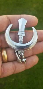 Sarbloh chand tora hand made punjabi sikh singh kaur khanda pin brooch gift bbb2 - Picture 1 of 10