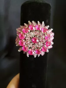 Vintage 90's 2000's Gemstone and Bead Cuff Wrap Statement Bracelet - Picture 1 of 3