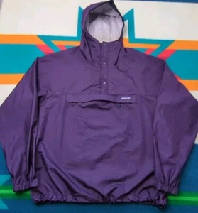 Vintage Patagonia Anorak Snap T Hooded Jacket Houdini Kangaroo 1/4 Zip Purple XL - Picture 1 of 9
