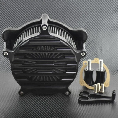 Matte Black Stripe Air Cleaner Gray Filter Fit For Harley Dyna 00-17 Softail 00 - Image 1 of 4